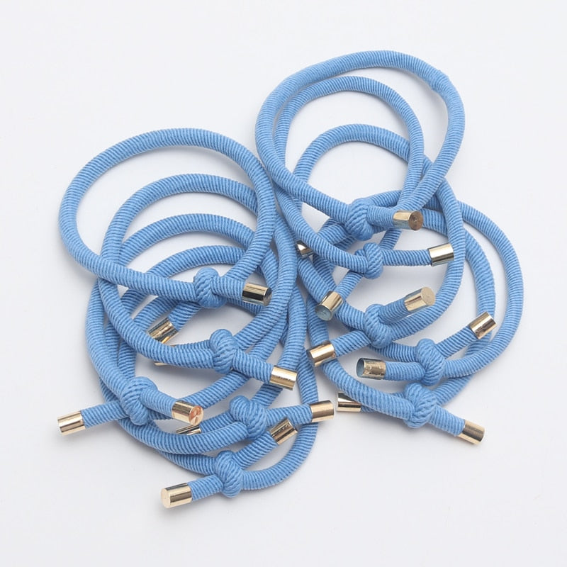 10PCS Women Elastic Hair Rubber Bands High Quality Girls Hair Bands Hair Scrunchies Gold Plated  Hair Accessories Hair Gum/Tie