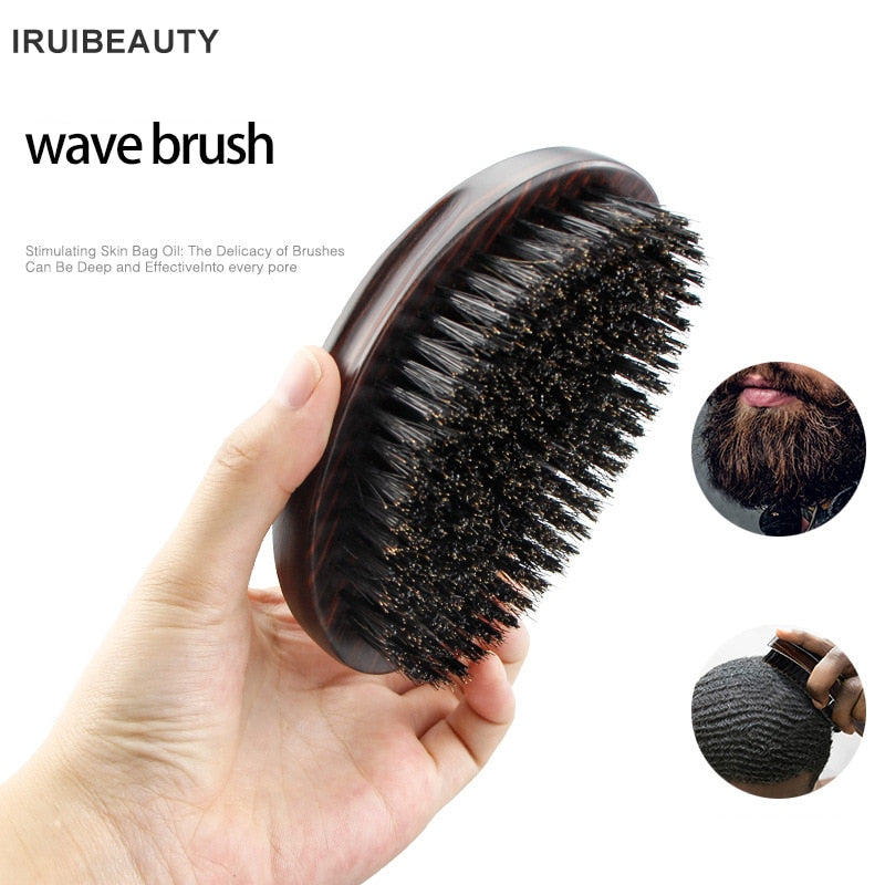 Men&#39;S Oval Beard Brush Cleaning Care Tools Bristle Hair Wave Curling Brush Solid Wood Smooth Hair Comb Beard Comb