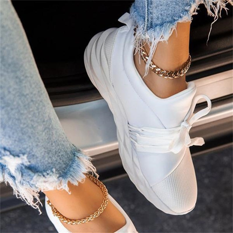 Women Summer Sneaker Lace Up Ladies Walking Running Shoes Round Toe Casual Breathable Non Slip Gym Sport Shoes For Female