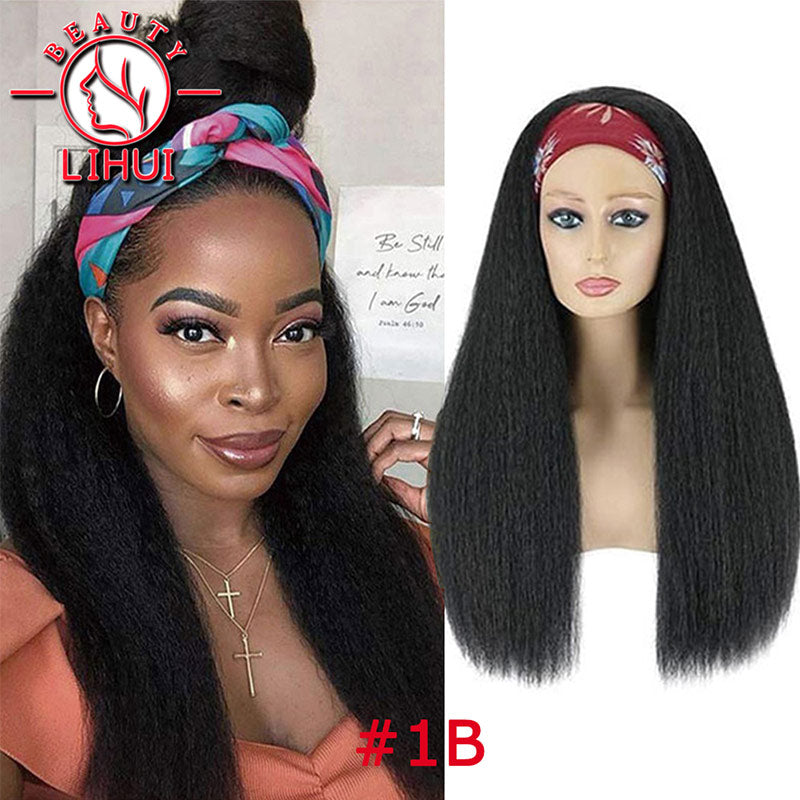 Headband Wig Yaki Straight Synthetic Wigs Curly Wave Head Band Wigs For Black Women For Women Natural Black Hair Extensions