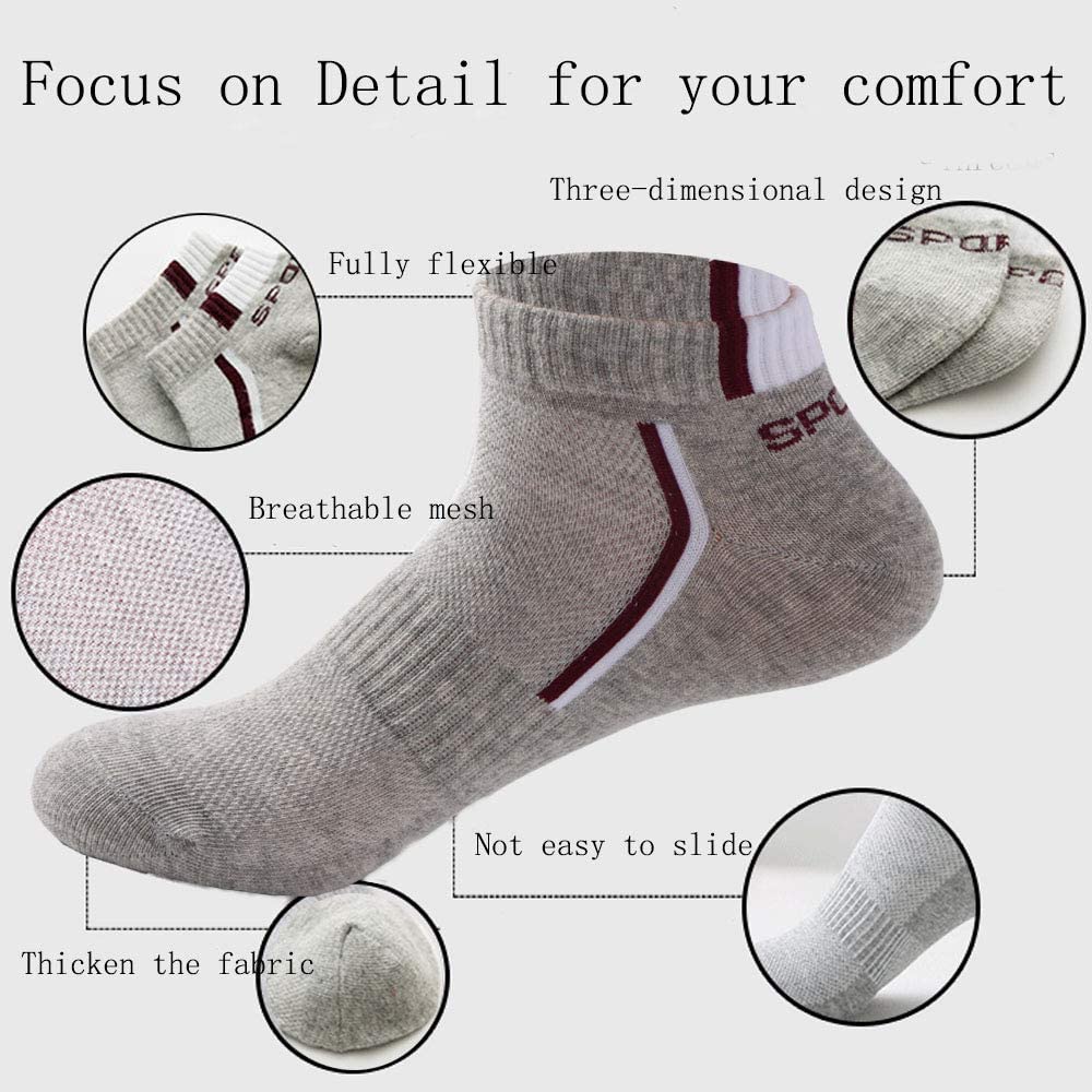 10 Pieces=5 Pairs Men Socks Mesh Breathable Short Casual Socks Summer Cotton Sports Socks Absorb Sweat Ankle Socks Set Meias