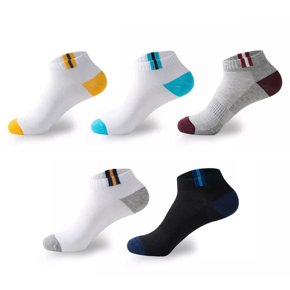 10 Pieces=5 Pairs Men Socks Mesh Breathable Short Casual Socks Summer Cotton Sports Socks Absorb Sweat Ankle Socks Set Meias