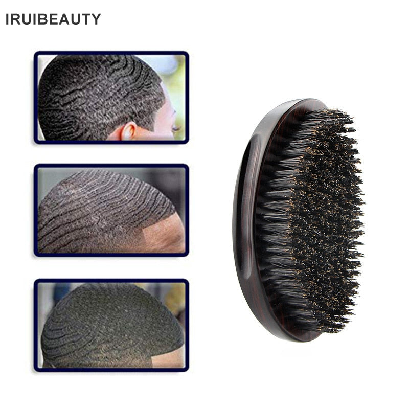 Men'S Oval Beard Brush Cleaning Care Tools Bristle Hair Wave Curling Brush Solid Wood Smooth Hair Comb Beard Comb