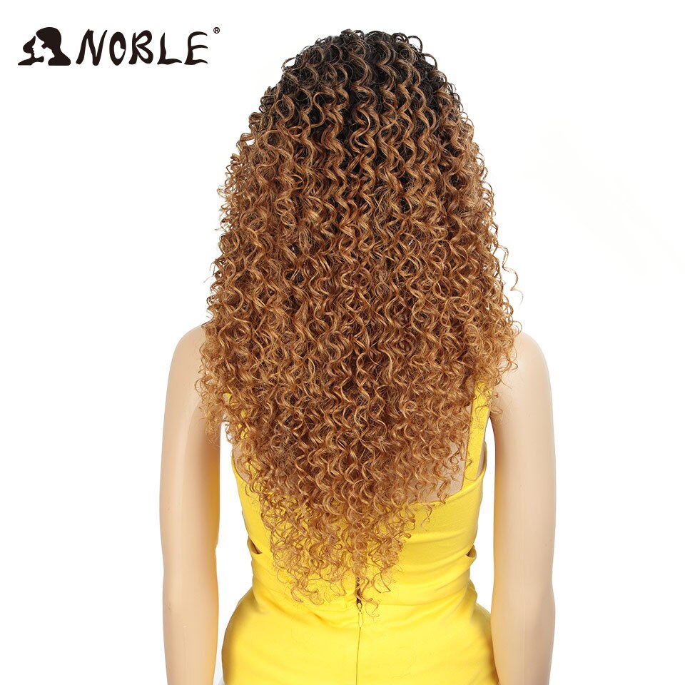 Noble Hair 26&quot;Inch Synthetic Lace Wig For Black Wig African American Long Kinky Curly Heat Resistant Fiber Wigs For Black Women