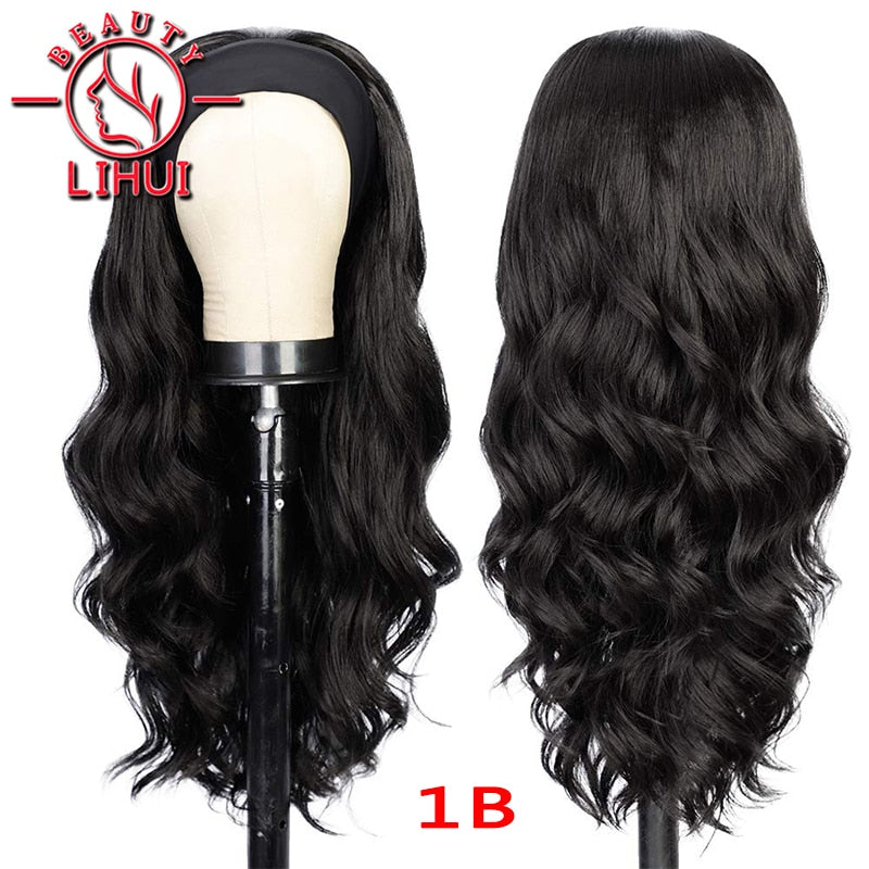 Headband Wig Yaki Straight Synthetic Wigs Curly Wave Head Band Wigs For Black Women For Women Natural Black Hair Extensions