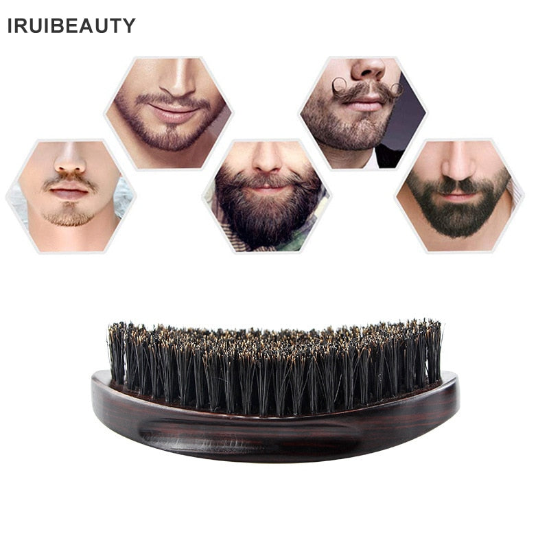 Men&#39;S Oval Beard Brush Cleaning Care Tools Bristle Hair Wave Curling Brush Solid Wood Smooth Hair Comb Beard Comb