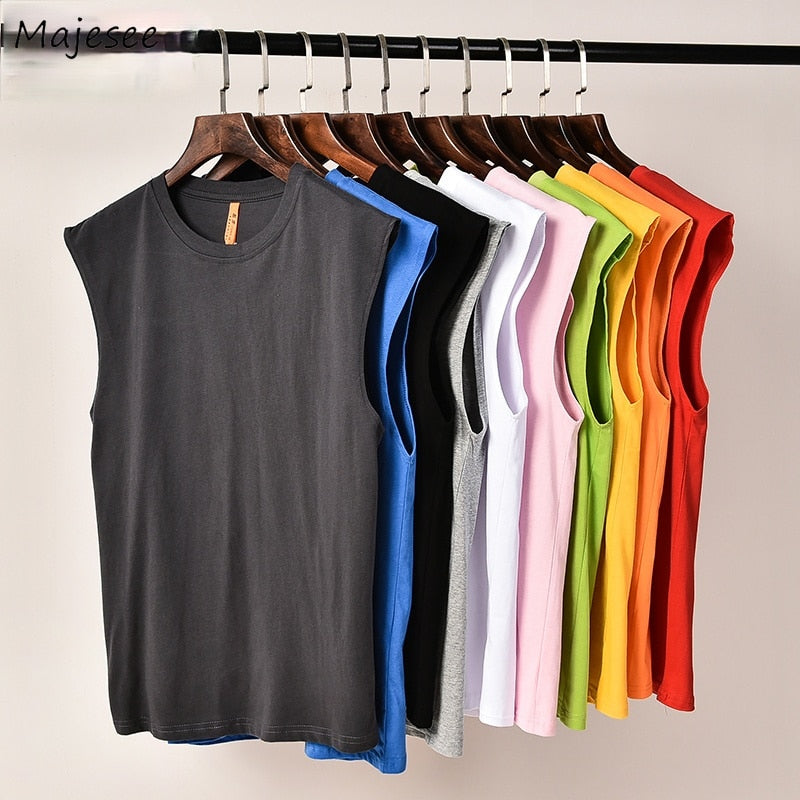 Men Colorful Tanks Leisure Workout Breathable Soft Simple Basic Large Size S-5XL Baggy New-arrival Males Summer Tops Teenagers