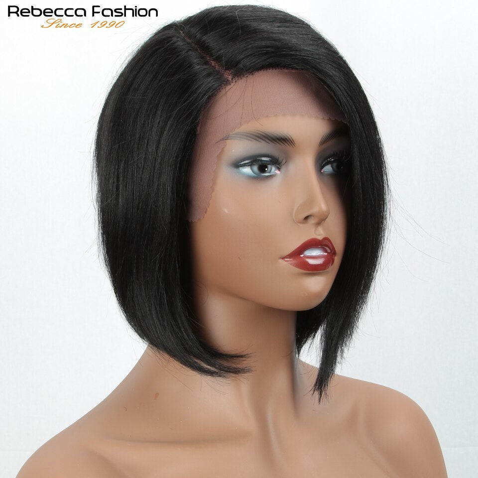 Straight Bob Human Hair Wigs Part Lace Front Bob Wigs Straight Short Bob Wig Rebecca Wig Brazilian Lace Front Human Hair Wigs