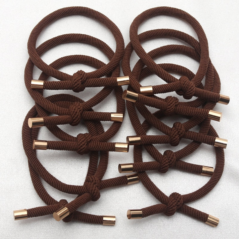 10PCS Women Elastic Hair Rubber Bands High Quality Girls Hair Bands Hair Scrunchies Gold Plated  Hair Accessories Hair Gum/Tie