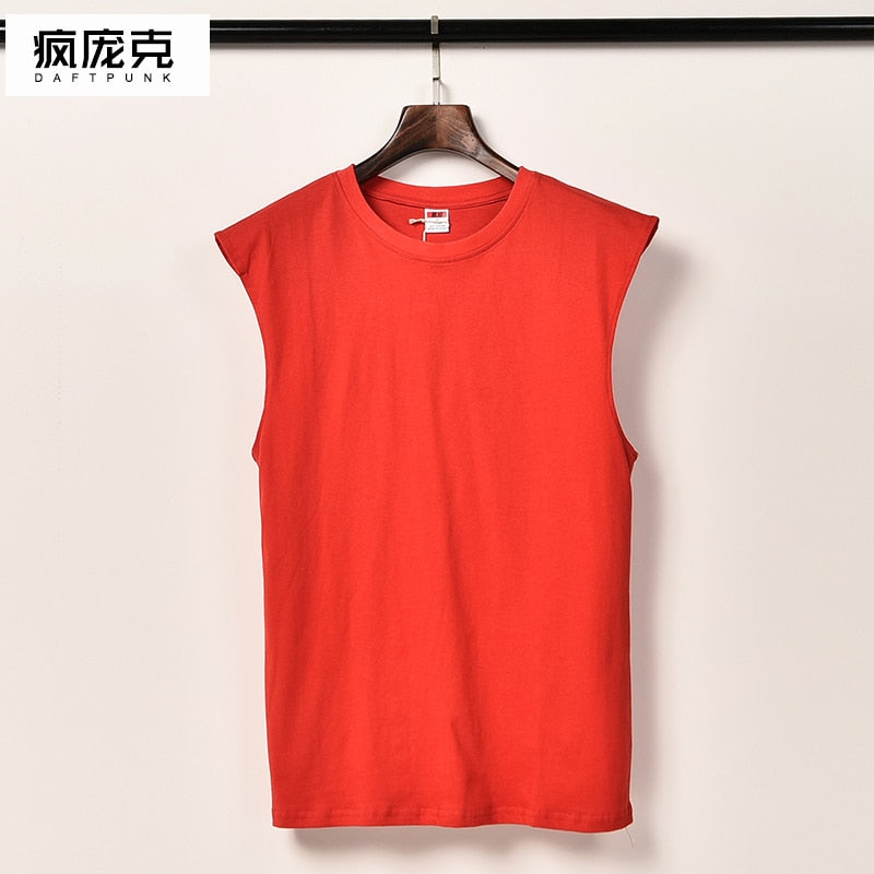 Men Colorful Tanks Leisure Workout Breathable Soft Simple Basic Large Size S-5XL Baggy New-arrival Males Summer Tops Teenagers