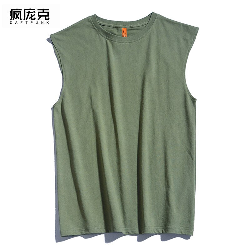 Men Colorful Tanks Leisure Workout Breathable Soft Simple Basic Large Size S-5XL Baggy New-arrival Males Summer Tops Teenagers