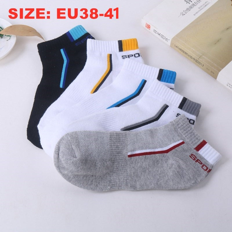 10 Pieces=5 Pairs Men Socks Mesh Breathable Short Casual Socks Summer Cotton Sports Socks Absorb Sweat Ankle Socks Set Meias