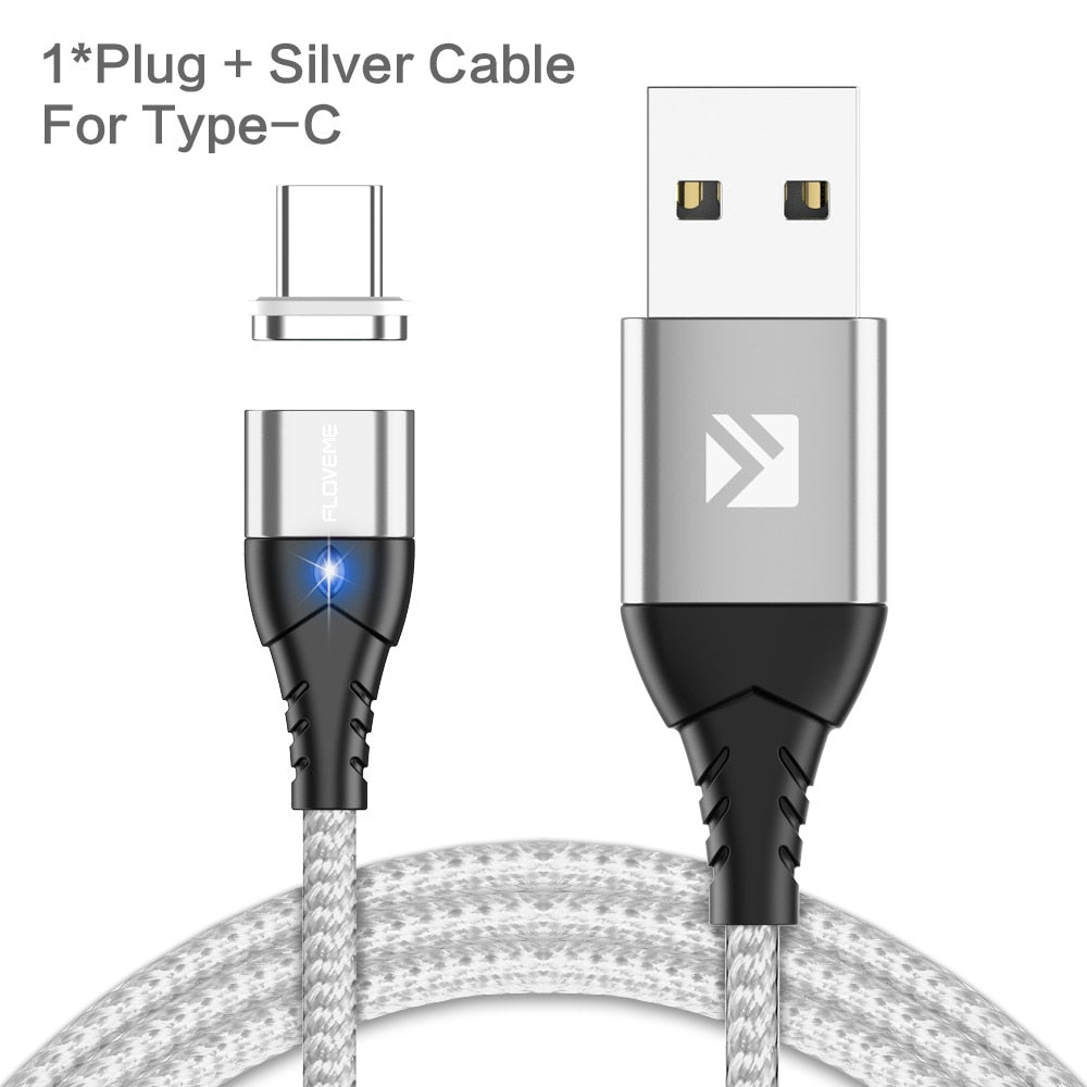 FLOVEME Magnetic Cable Micro USB Type C For iPhone 14 13 Lighting Cable 3A Fast Charging Wire Type-C Magnet Charger Phone Cable