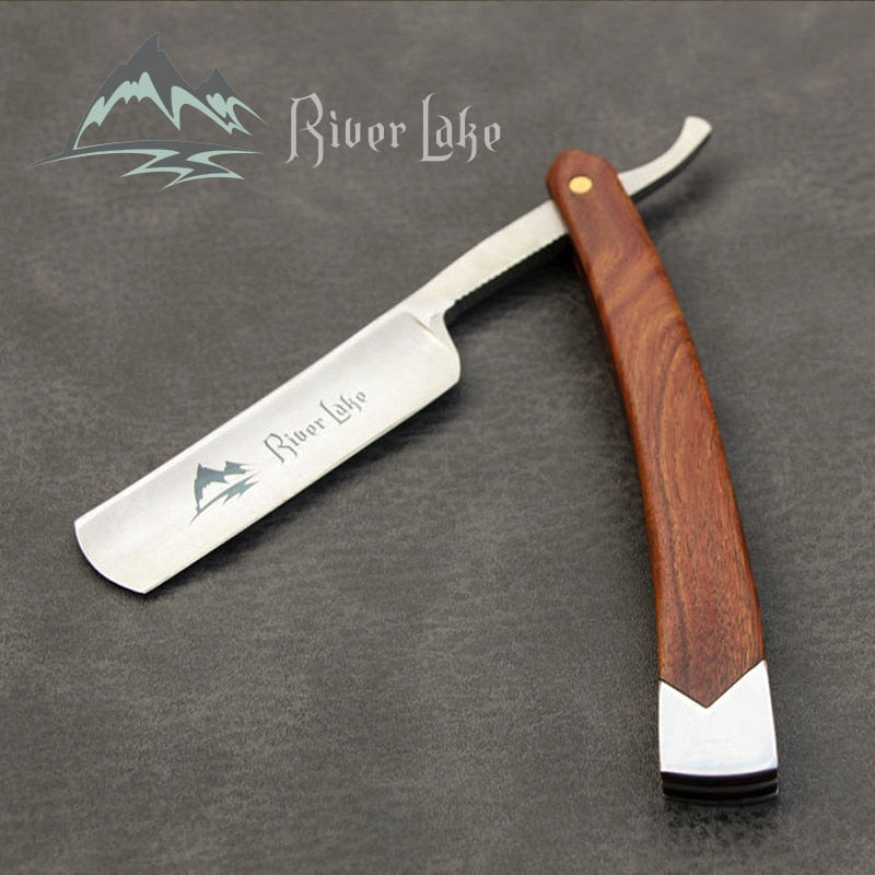 River lake Straight Razor Folding Shaving Knife Professional Men Manual Beard Shaver Stainless Steel Straight Edge Barber