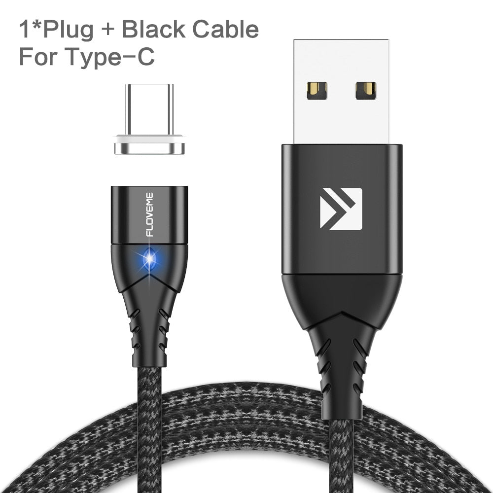 FLOVEME Magnetic Cable Micro USB Type C For iPhone 14 13 Lighting Cable 3A Fast Charging Wire Type-C Magnet Charger Phone Cable