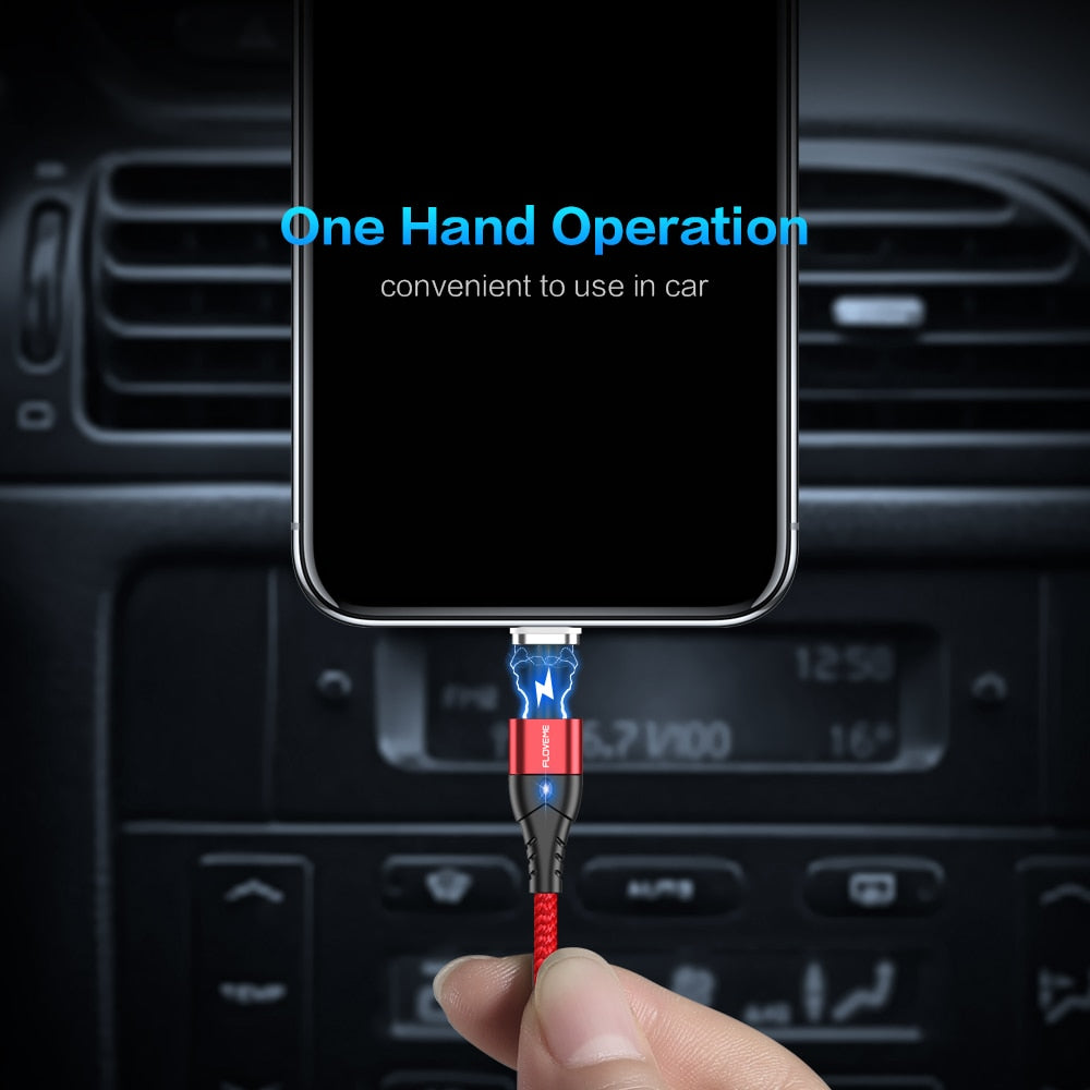 FLOVEME Magnetic Cable Micro USB Type C For iPhone 14 13 Lighting Cable 3A Fast Charging Wire Type-C Magnet Charger Phone Cable