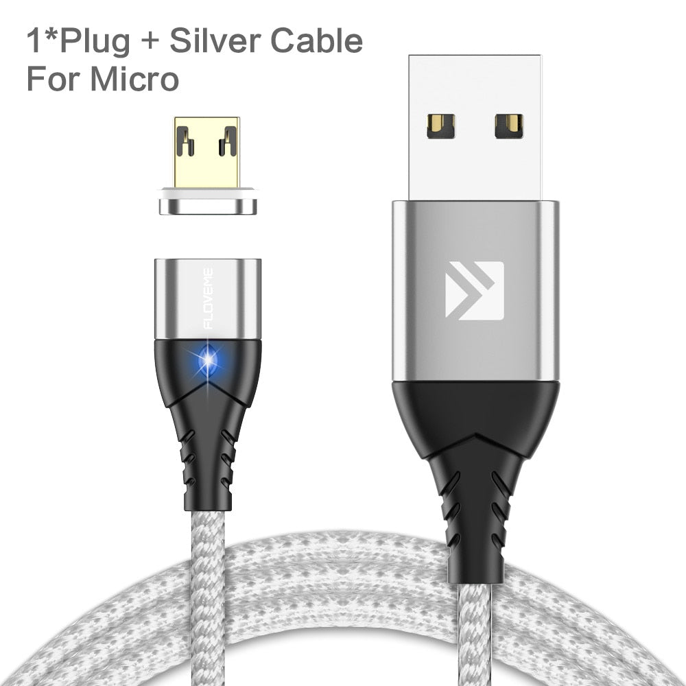 FLOVEME Magnetic Cable Micro USB Type C For iPhone 14 13 Lighting Cable 3A Fast Charging Wire Type-C Magnet Charger Phone Cable