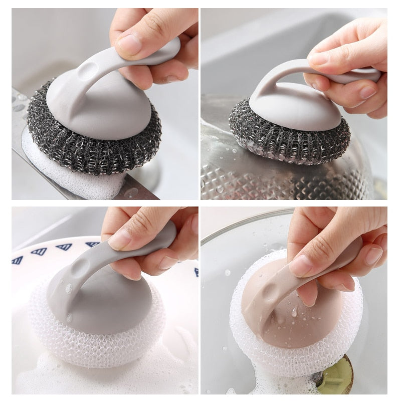 Strong Magic stainless steel Cleaning Brush Dish Bowl Washing Sponge Kitchen Pot Pan Window cleaner tools Kitchen Clean Brush