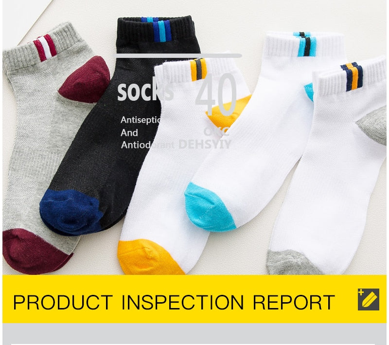 10 Pieces=5 Pairs Men Socks Mesh Breathable Short Casual Socks Summer Cotton Sports Socks Absorb Sweat Ankle Socks Set Meias