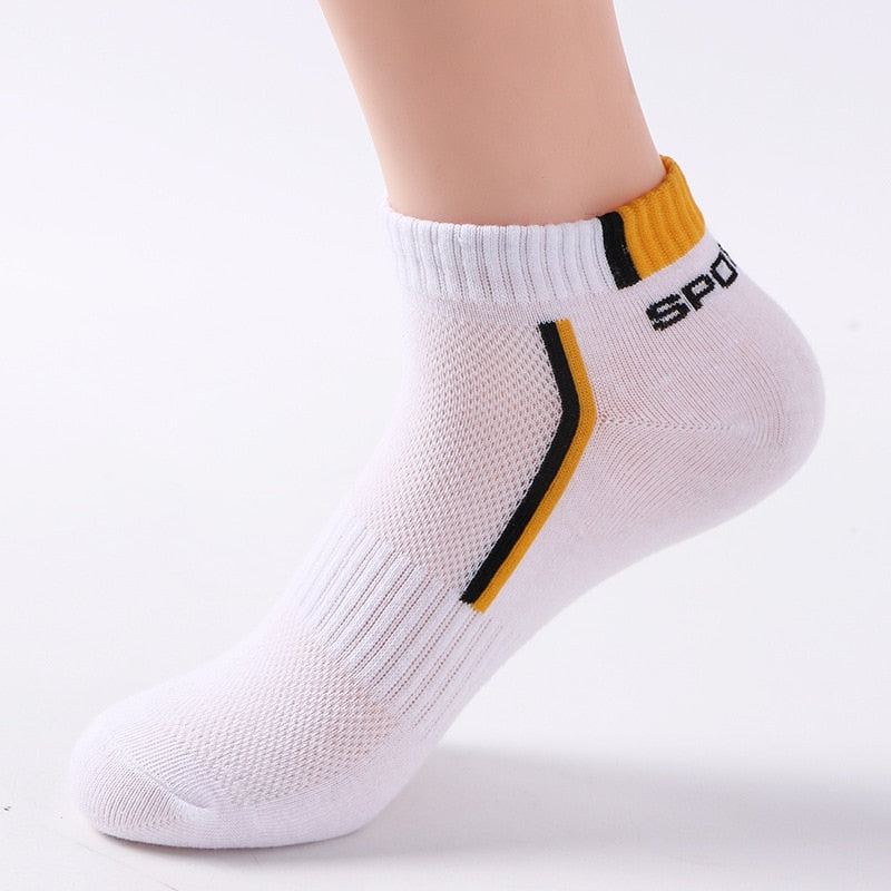 10 Pieces=5 Pairs Men Socks Mesh Breathable Short Casual Socks Summer Cotton Sports Socks Absorb Sweat Ankle Socks Set Meias