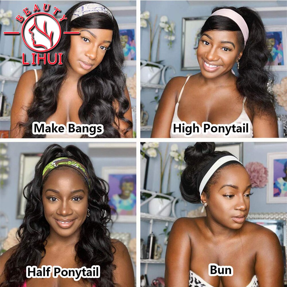 Headband Wig Yaki Straight Synthetic Wigs Curly Wave Head Band Wigs For Black Women For Women Natural Black Hair Extensions