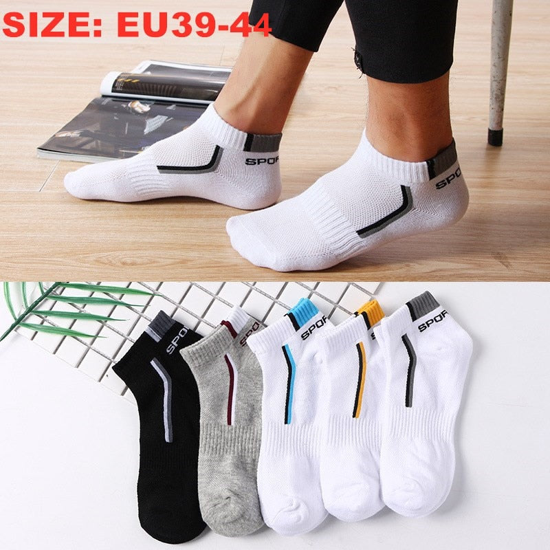 10 Pieces=5 Pairs Men Socks Mesh Breathable Short Casual Socks Summer Cotton Sports Socks Absorb Sweat Ankle Socks Set Meias