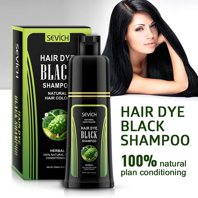 Sevich Hair dye Black Shampoo 250ml Fast Dye Hair Shampoo Natural Anti Hair Loss Moisturizing Refreshing Black Hair Care