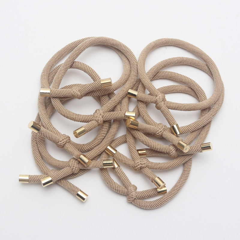 10PCS Women Elastic Hair Rubber Bands High Quality Girls Hair Bands Hair Scrunchies Gold Plated  Hair Accessories Hair Gum/Tie