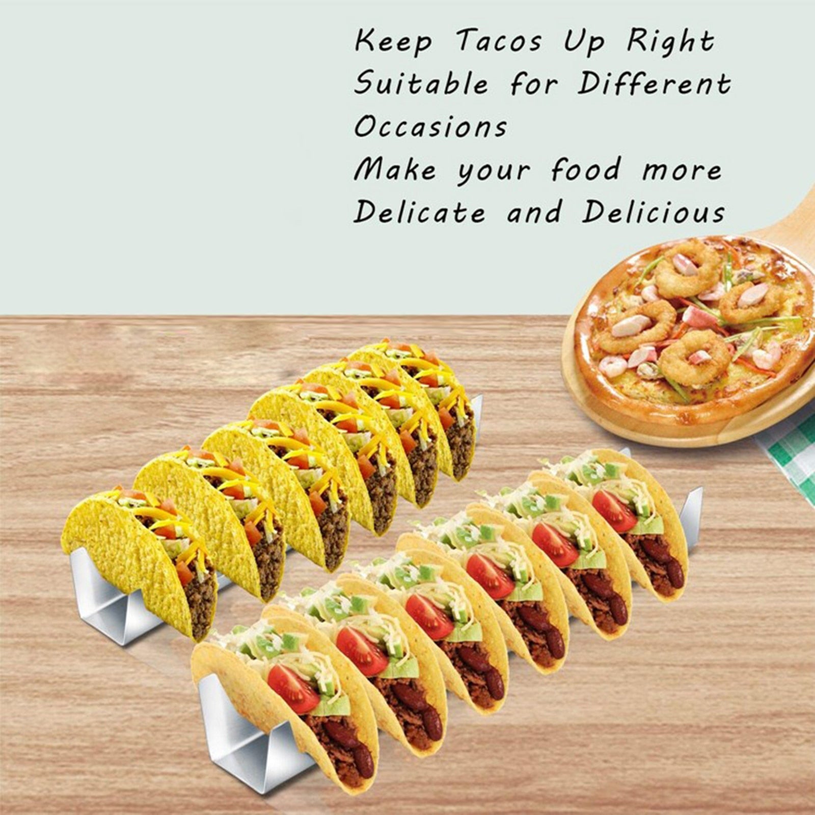Taco Holder Tray Stand Rack Server Holds 6 Tacos for Mexican Pancakes Tortillas Oven Grill Dishwasher Large Capacity