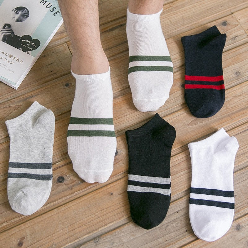 10 Pieces=5 Pairs Men Socks Mesh Breathable Short Casual Socks Summer Cotton Sports Socks Absorb Sweat Ankle Socks Set Meias