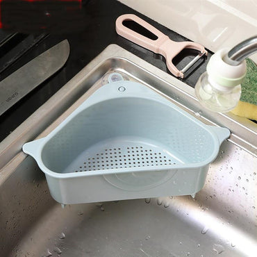 Triangular Sink Strainer Drain Fruit Vegetable Drainer Basket Suction Cup Sponge Rack Storage Kitchen Tools Sink Filter Shelf