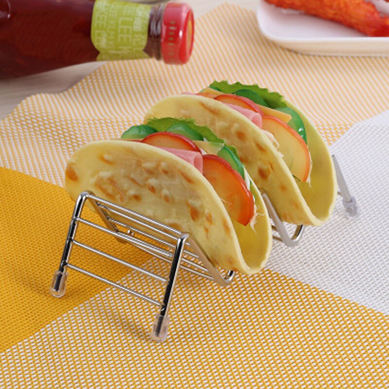 Stainless Steel Taco Holder Stand Taco Plate Fried Food Cooling Drain Tray Rack Pancake Storage Shelf Pie Display Stand with Cup