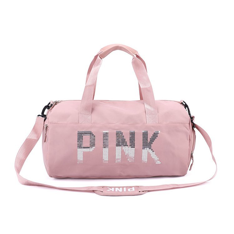 New Oxford Cloth Travel Bag Women Fitness Training Bag for Sports Gym Dry Wet Separation Shoes Bags Pink Sequins Duffle Bag