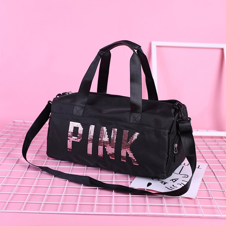 New Oxford Cloth Travel Bag Women Fitness Training Bag for Sports Gym Dry Wet Separation Shoes Bags Pink Sequins Duffle Bag