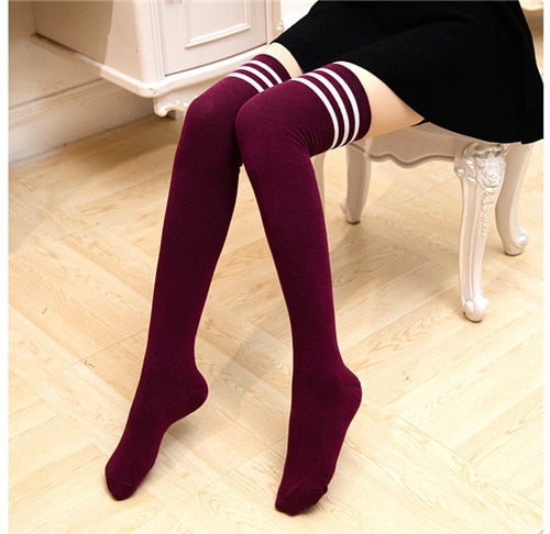 Lolita Warm Socks Striped Long Socks Women Long Stockings Warm Thigh High Socks For  Girls New Fashion Striped Knee Socks Women