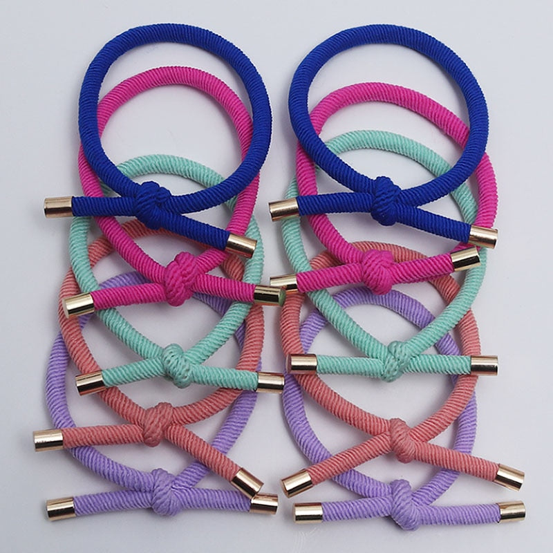 10PCS Women Elastic Hair Rubber Bands High Quality Girls Hair Bands Hair Scrunchies Gold Plated  Hair Accessories Hair Gum/Tie