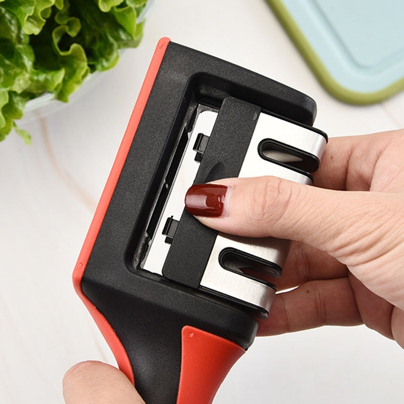 Knife Sharpener Handheld Multi-function 3 Stages Type Quick Sharpening Tool With Non-slip Base Kitchen Knives Accessories Gadget