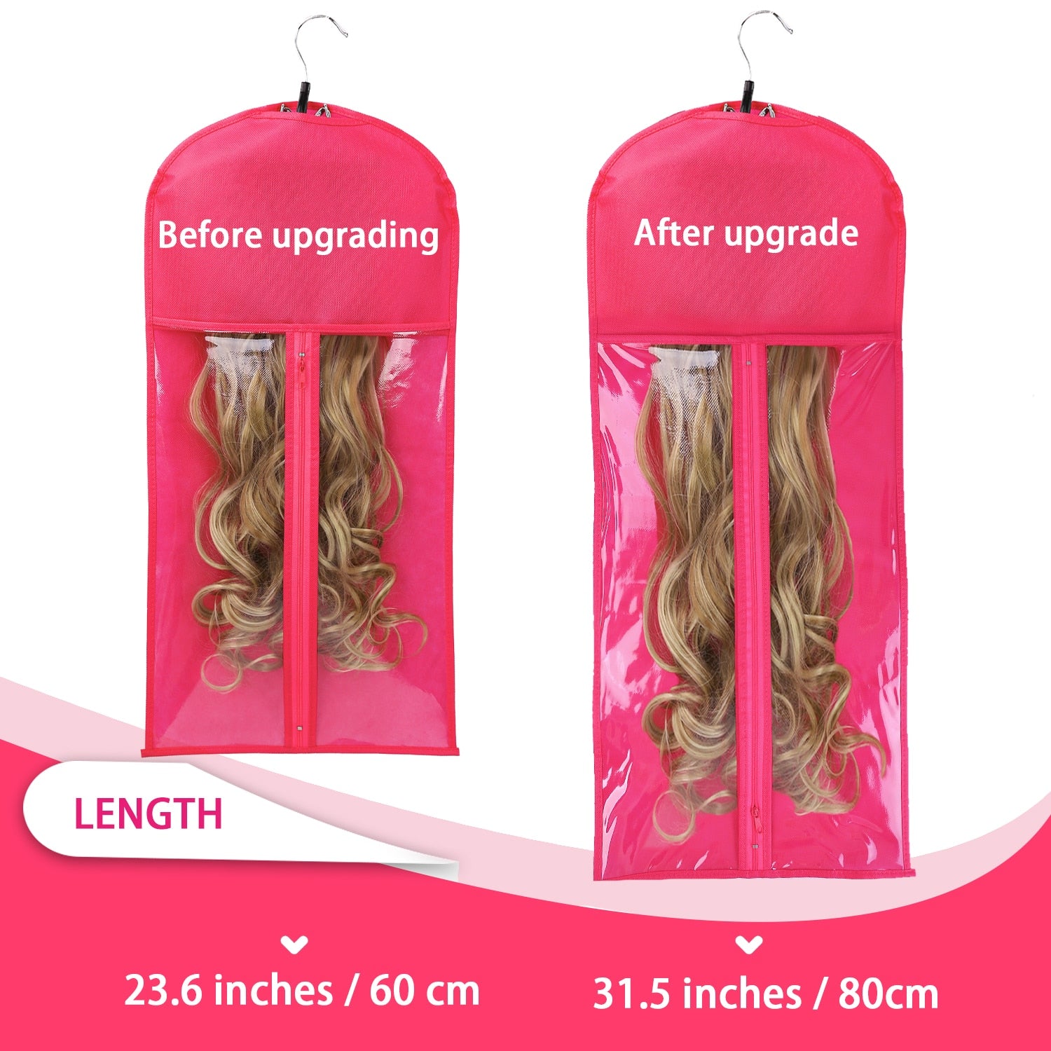 Alileader Wig Storage Bag With Hanger Wig Storage Holder For Hairpieces Non-woven Transparent Wig Accessories Wigs Storage Bag