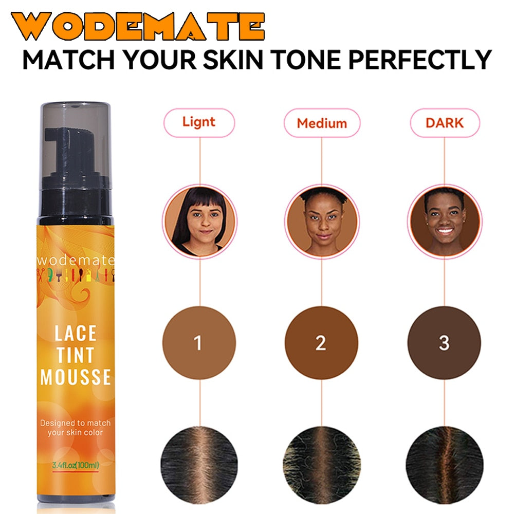 Lace Tint Mousse Wig Tint Spray For Wig+Lace Front Wig Glue Waterproof Lace Glue Invisible Hair Glue+Wax Stick Edge Control