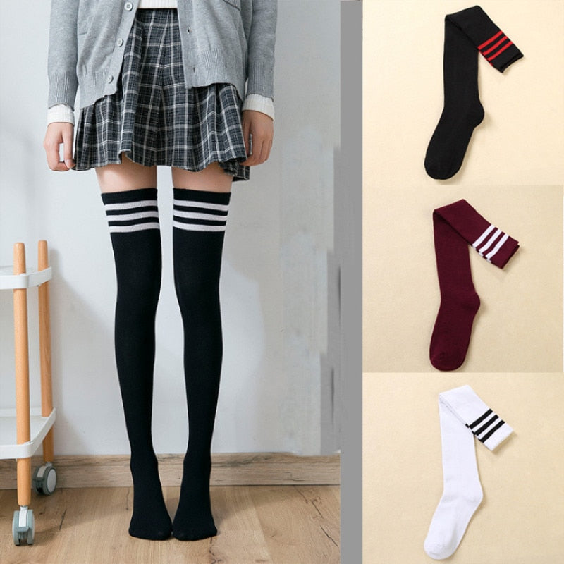 Lolita Warm Socks Striped Long Socks Women Long Stockings Warm Thigh High Socks For  Girls New Fashion Striped Knee Socks Women