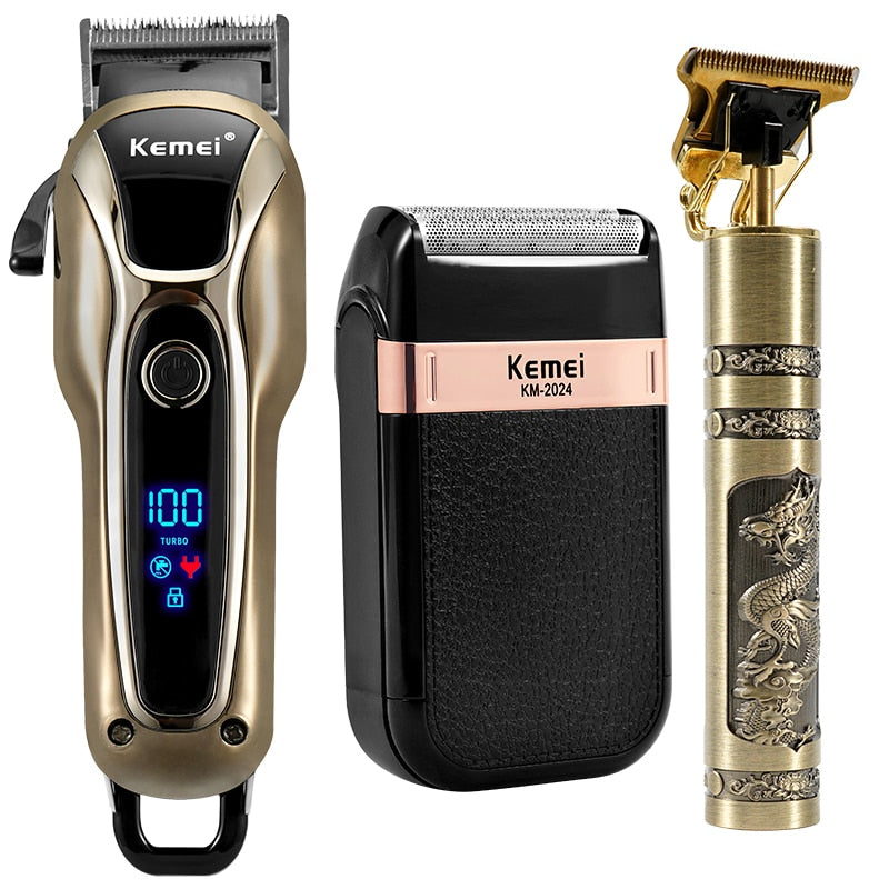 Professional Barber Hair Clipper Rechargeable Electric Finish Cutting Machine Beard Trimmer Shaver Cordless Corded