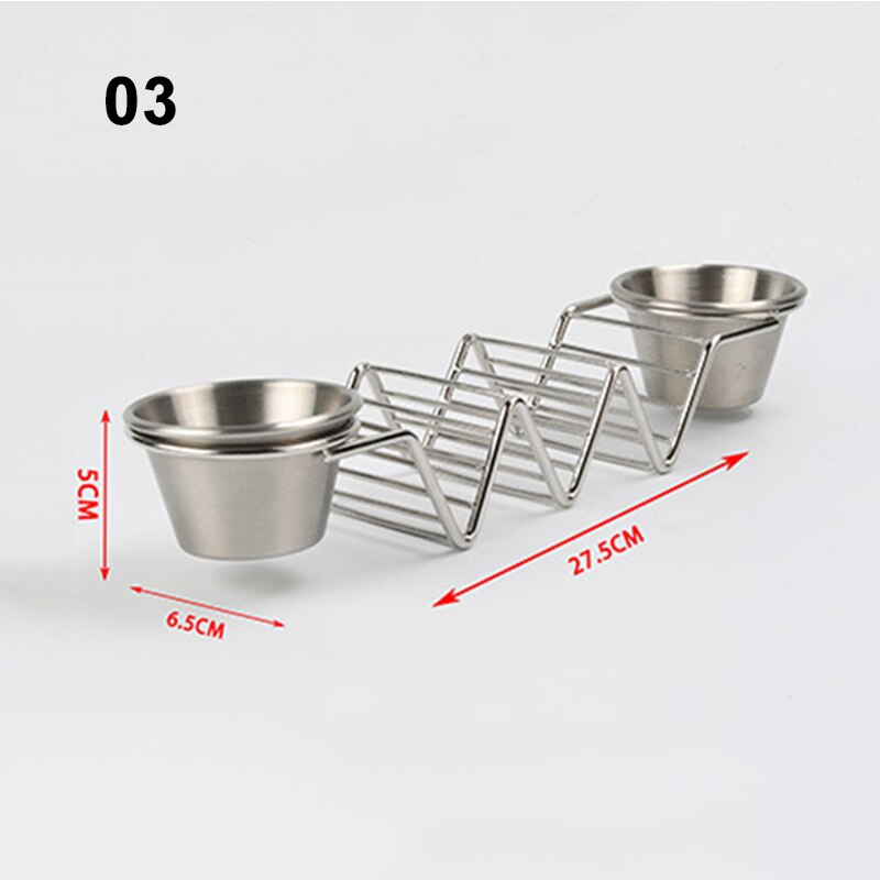 Stainless Steel Taco Holder Stand Taco Plate Fried Food Cooling Drain Tray Rack Pancake Storage Shelf Pie Display Stand with Cup