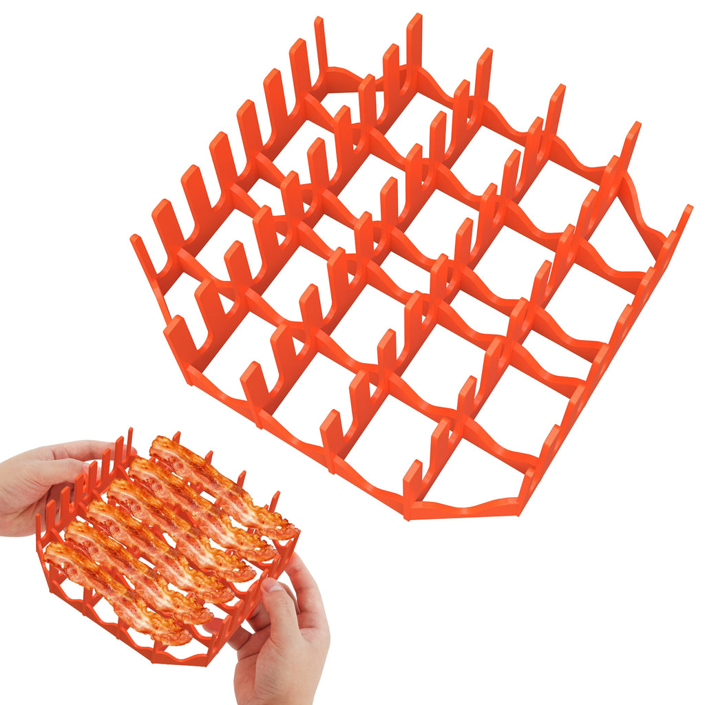 Microwave Bacon Cooker with Tray Silicone Crispy Bacon Maker for Microwave Reusable Microwave Bacon Grill Bacon Baking Cooker
