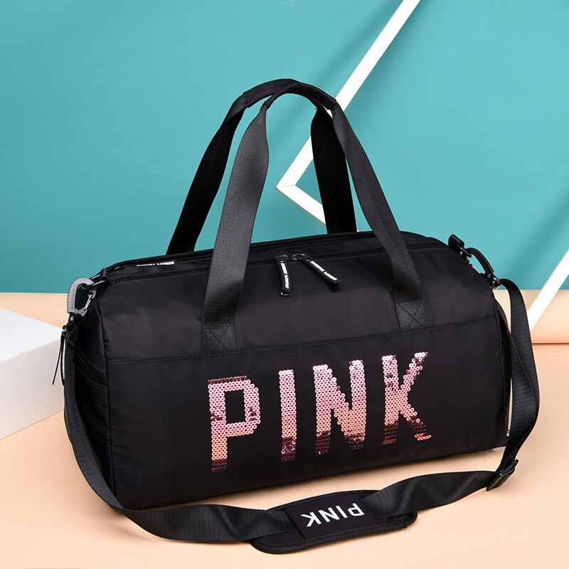 New Sequins Pink Gym Bag Women Shoe Compartment Waterproof Sport Bags for Fitness Training Bolsa Sac De Sport Travel Bag