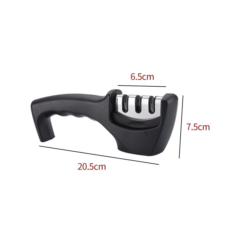 Knife Sharpener Handheld Multi-function 3 Stages Type Quick Sharpening Tool With Non-slip Base Kitchen Knives Accessories Gadget