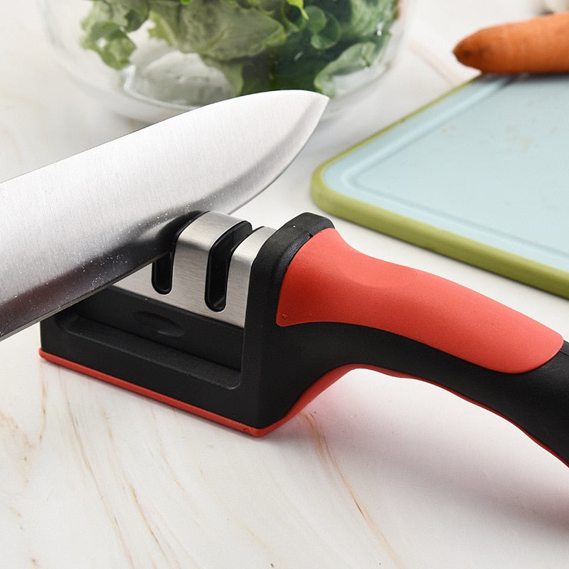 Knife Sharpener Handheld Multi-function 3 Stages Type Quick Sharpening Tool With Non-slip Base Kitchen Knives Accessories Gadget