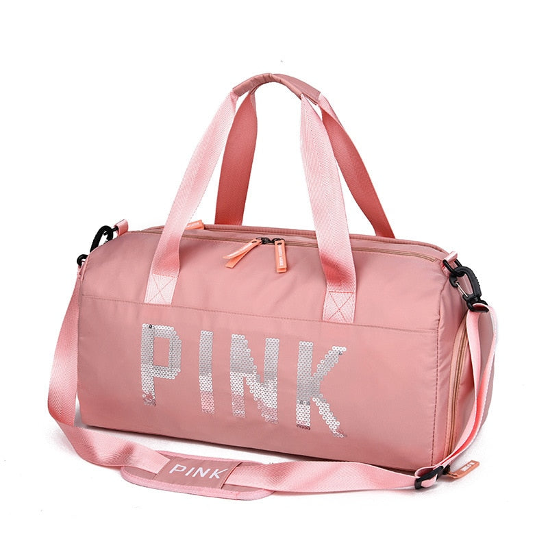 New Sequins Pink Gym Bag Women Shoe Compartment Waterproof Sport Bags for Fitness Training Bolsa Sac De Sport Travel Bag