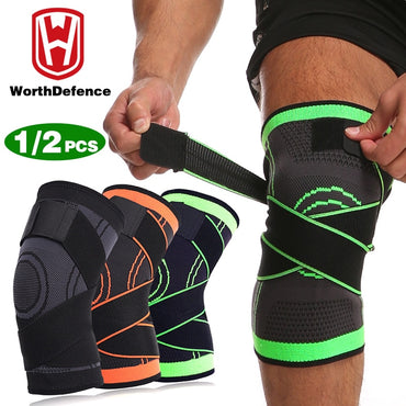 Worthdefence 1/2 PCS Knee Pads Braces Sports Support Kneepad Men Women for Arthritis Joints Protector Fitness Compression Sleeve