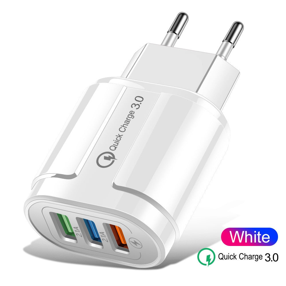 USB Charger Quick charge 2A 3 Ports Mobile Phone Chargers Fast Charging For iPhone Samsung Xiaomi Huawei Tablet Wall Adapter