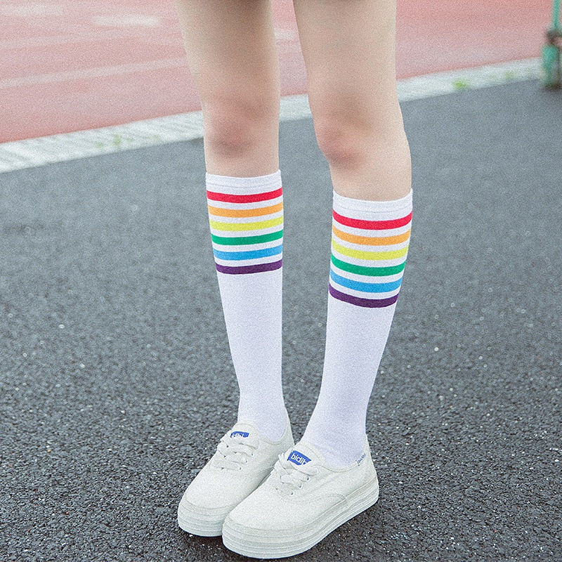 Lolita Warm Socks Striped Long Socks Women Long Stockings Warm Thigh High Socks For  Girls New Fashion Striped Knee Socks Women